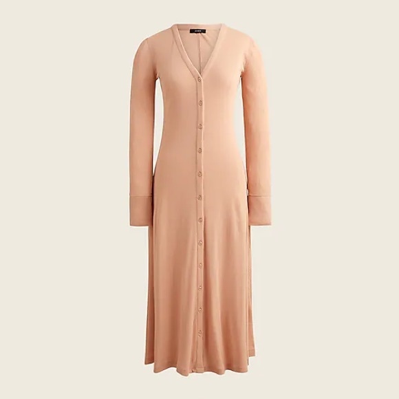 Plus Size J.Crew Ribbed Button-front Knit Dress. US size 2X. BA960- LUXURY CAMEL - Picture 1 of 6